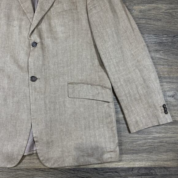 Banana Republic 100% Tan Herringbone Linen Sports Jacket 44R - Picture 4 of 16